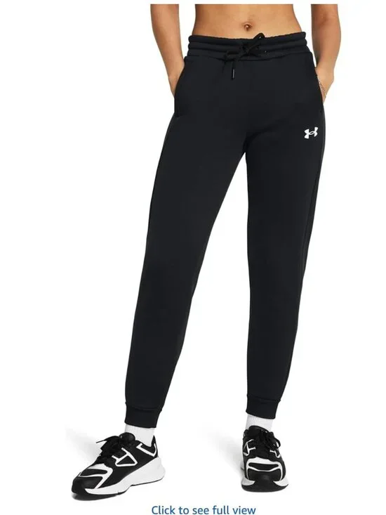 Under Armour Women's Armour Fleece Joggers, (001) Black / / White - Picture 2 of 3